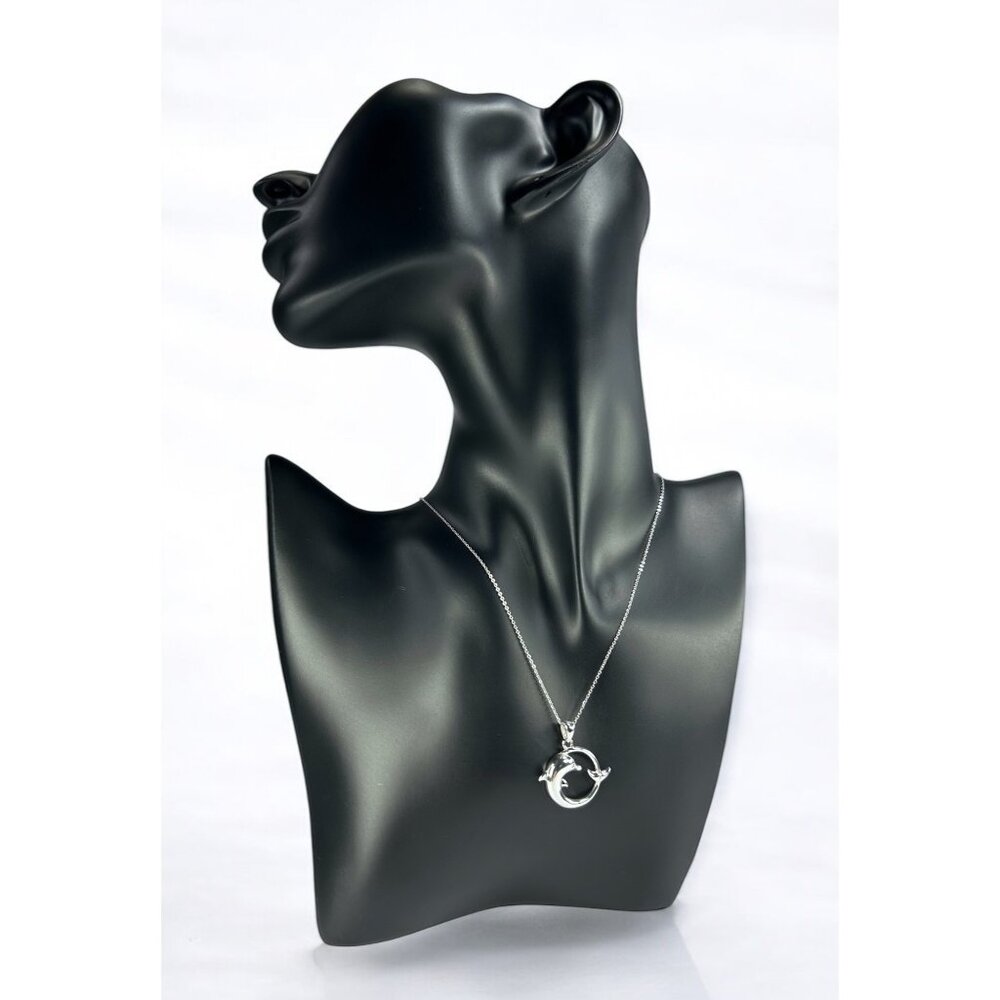 925 Sterling Silver Necklace Dolphin Diamond Eye Pendant Animal Necklace Silver
